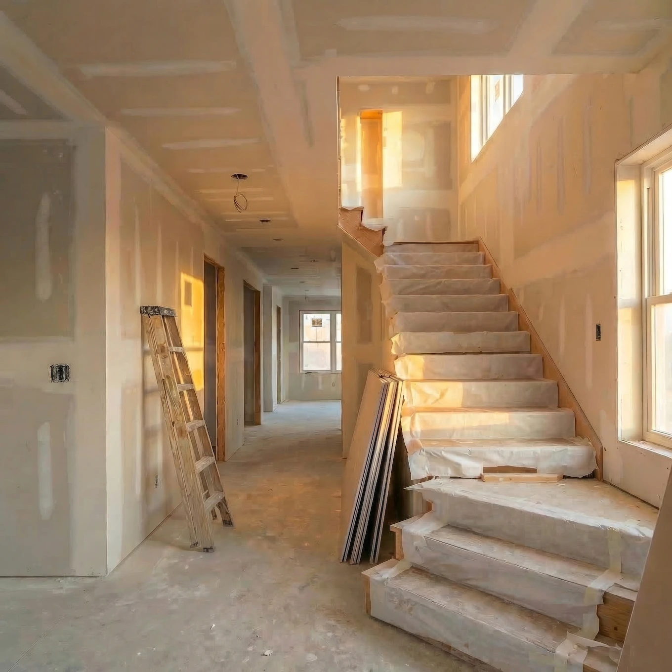 Moderner frisch renovierter Flur in einem Haus.